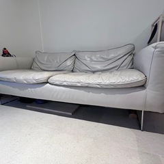 イタリア製本革三人掛けソファー 訳あり