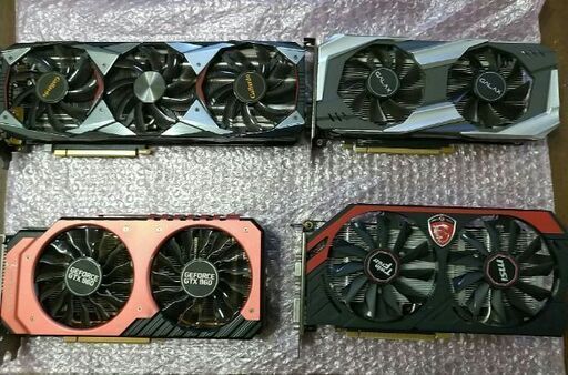 ☀中古 映像出力確認☀グラボ4台 GTX1080Ti,GTX1060,GTX960,GTX750Ti