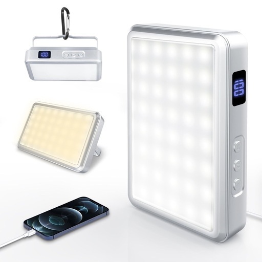 【2024最新型・超高輝度】LED ランタン ライト led 充電式 アウトドア ライト 充電式ledライト キャンプ ライト 15000mAhモバイルバッテリー機能付き・超長点灯 照明 IP65防水 強力磁石内蔵 Type-c充電式 輝度記憶 ハンドル付き 小型 電気式ランタン アウトドア キャンプ 登山 夜釣り 防災 停電 緊急SOS 非常用 LEDランタン PSE取得済 【シルバー】