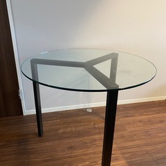 【引取り限定】ガラスダイニングテーブル 丸 円形 2人用 引取り限定】ガラスダイニングテーブル 丸 円形 2人用