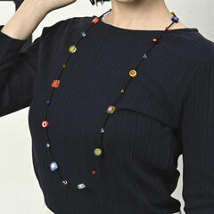 ベネチアングラスネックレス ベネチアンガラス イタリア製 ミレフィオーリ カラフル ロング 上品 I