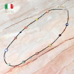 ベネチアングラスネックレス ベネチアンガラス イタリア製 ミレフィオーリ カラフル ロング 上品 I