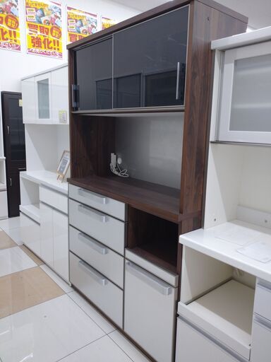 松田家具2面レンジボードソフトクローザー機能ブラウンモイス加工NO.1016