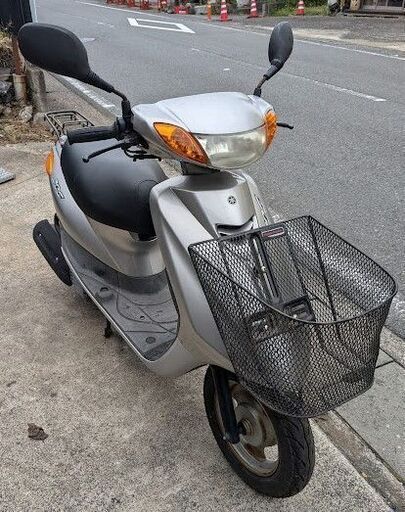 決まりました。ヤマハ　インジェクション　ジョグ　ＳＡ３６Ｊシルバー 前かご付き　２００７年 決まりました。ヤマハ インジェクション ジョグ SA36Jシルバー 前