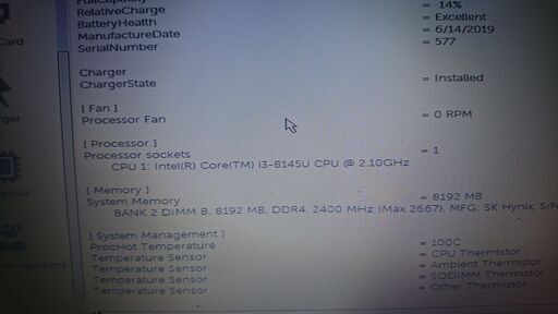 【キー一部破損ジャンク/OS無/通電・BIOS OK】 DELL Latitude 3400 i3-8145/8GB/256GB