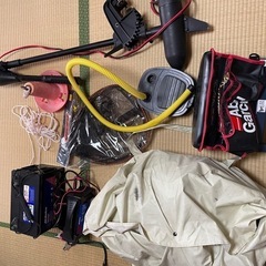 訳ありアキレスゴムボート ハンドエレキ ボート釣り用品1式