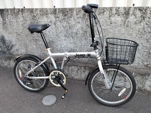 売約済みですm(_ _)m【札幌市内配達無料】ガッツリ整備済み！　JEEP　BAA車　折り畳み自転車　６段切り替え　グリップ新品　ライト付き　鍵付き　カゴ付き