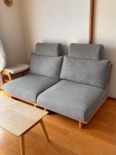 【2人用】１人掛けアームレスローソファ×2台 リブラス01 幅70cm グレー系