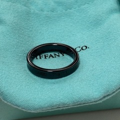 美品！ ティファニー【Tiffany & Co.】 リング 1837ナローリングミッドナイトブラックチタン ユニセックス ブラック