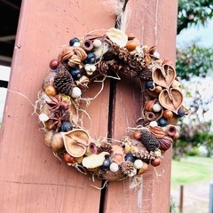 木の実　リース　ハロウィン　クリスマス　キャンドル