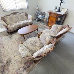 4人掛け応接セット【アンティーク調】現地引取希望