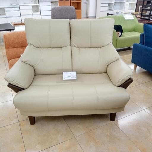 ★ジモティ割あり★  2人掛けソファ クリーム W125×D83×H95 クリーニング済み OJ5938