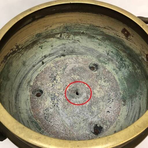 ss6782 真鍮火鉢 山水画 大型 取っ手付き 台座付き 火起こしセット付 