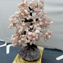 金のなる木　ローズクォーツ　土台アメジスト
