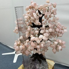 金のなる木　ローズクォーツ　土台アメジスト
