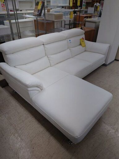 J8167 L字型ソファ ホワイト クリーニング済み　【リユースのサカイ柏店】