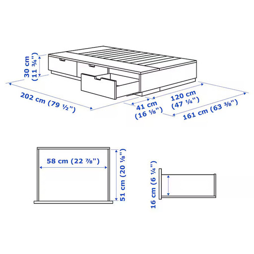 【10/26まで】【現金・値下げ可】IKEA NORDLI ノールドリベッドフレーム 収納付き, ホワイト, 120x200 cm