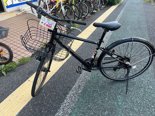 リサイクルショップどりーむ天保山店　No1399 　自転車　27インチ　黒色　6段ギア付き　LEDオートライト付き　鍵付き