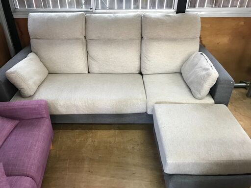 【FU975】★ オットマン付き ソファー 家具 クリーニング済 堺市 深井 【ジャングルジャングル深井店】