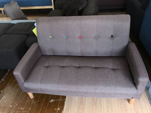 【FU978】★ 2人用ソファー ブラウン 家具 クリーニング済 堺市 深井 【ジャングルジャングル深井店】