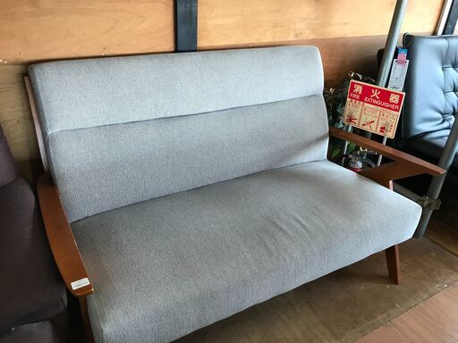 【FU981】★ 2人用ソファー グレー 家具 クリーニング済 堺市 深井 【ジャングルジャングル深井店】