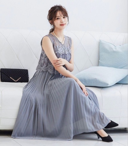 fashionletter　パーティードレス　シアーレース　プリーツ　結婚式