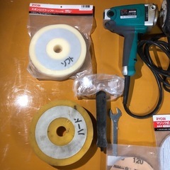 【ゆ.ec】RYOBI リョービ サンダーポリッシャー PE-1400 パフペーパーなどセット 低速タイプ シングル 研磨 シングルアクション 動作確認済