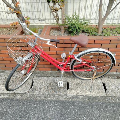 (chariyoshy出品)26インチ自転車赤色、オートライト付き