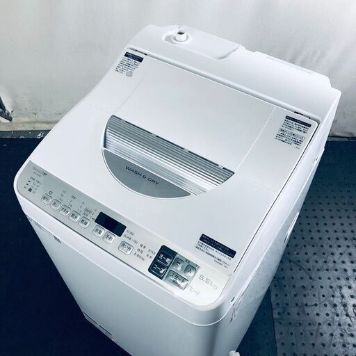 ID:sg218525 シャープ SHARP 洗濯機 一人暮らし 中古 2019年製 全自動洗濯機 5.5kg/3.5kg シルバー 乾燥機能付き ES-TX5D-S  【リユース品：状態B】【送料無料】【設置費用無料】