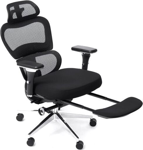 ㉔Ｍ　未使用/新品　組立済　オフィスチェア 高機能 チェア リクライニング ハイバック サスペンションサポート フットレスト 4Dアームレスト シンクロロッキング 可動式 ヘッドレスト メッシュ 昇降 デスクチェア