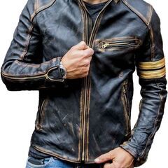 ヤギ革ユーズド加工ビンテージスタイルジャケット Goat Leather Distressed Jacket