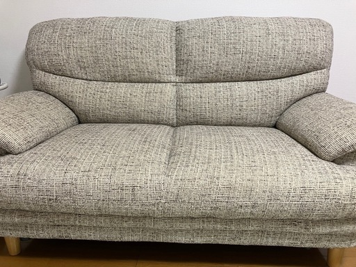 10/19に取りに来れる方限定で¥8,000　大川家具　ソファー　ツイード生地