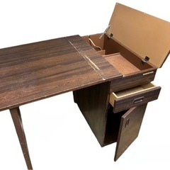 70年代 アンティーク ジャノメ ミシン台 作業机 裁縫  折り畳み式 コンパクト キャスター付き レトロ 昭和 当時物 