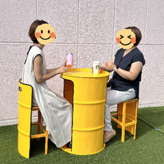ドラム缶テーブル＆イス収納可能【受注生産】好きな色に出来ます！ ドラム缶テーブル＆イス収納可能【受注生産】好きな色に出来ます！