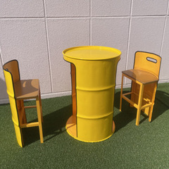 ドラム缶テーブル＆イス収納可能【受注生産】好きな色に出来ます！ ドラム缶テーブル＆イス収納可能【受注生産】好きな色に出来ます！