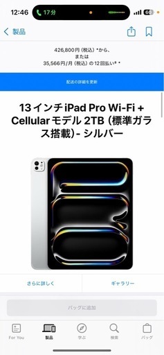 Apple iPadpro13インチ　2tb
