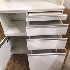 松田家具 レンジボード キッチンボード 食器棚 白色家具 カップボード