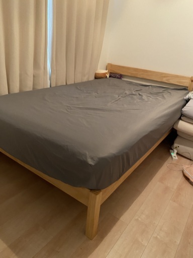 MUJI 木製ベッド パイン材突板　セミダブル