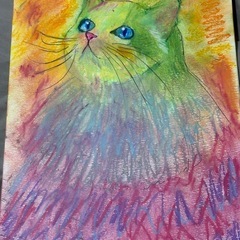 パステル画　A4スケッチブック　猫　絵　アート