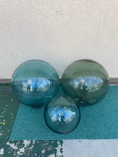 中古　ガラス　浮き球　インテリア　3点セット　レトロ