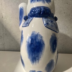 招き猫 陶器製 九谷焼　猫置物　青磁 九谷焼 招き猫 青磁 猫置物