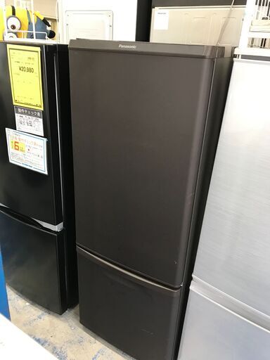【FU999】★ パナソニック Panasonic 冷蔵庫 NR-B17DW-T 一人暮らし 2020年製 2ドア 168L ブラウン ファン式  簡易クリーニング済 堺市 深井 【ジャングルジャングル深井店】