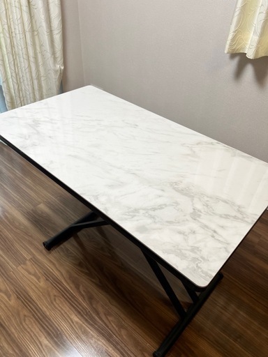 定価76800円】昇降式テーブル「グラナダ」セラミック天板 ホワイト