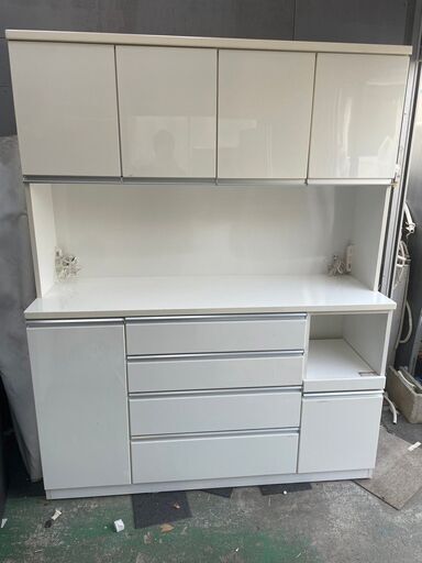 ｒ58　幅1600食器棚　ホワイト　ソフトクローズ