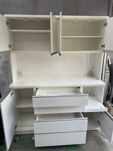 r58 幅1600食器棚 ホワイト ソフトクローズ - 食器棚、キッチン収納 
