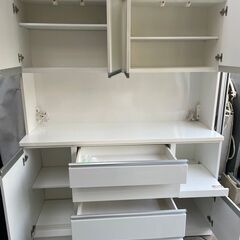 r58 幅1600食器棚 ホワイト ソフトクローズ