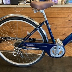 【前後タイヤ・チューブ新品！ 】LEDオートライト　6段変速　27インチ自転車　ブルー 前後タイヤ・チューブ新品！】LEDオートライト 6段変速 27インチ自転車