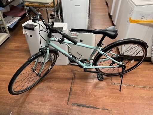 自転車　No.1405　クロスバイク　水色　7段切替　ブリジストン　26インチ　【リサイクルショップどりーむ天保山店】