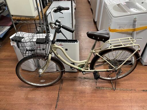 自転車　No.1407　シティーサイクル　ママチャリ　ベージュ　24インチ　6段ギア付き　【リサイクルショップどりーむ天保山店】