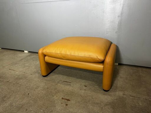 美品『Cassina』カッシーナ MARALUNGA マラルンガ オットマン スツール 本革 革 レザー